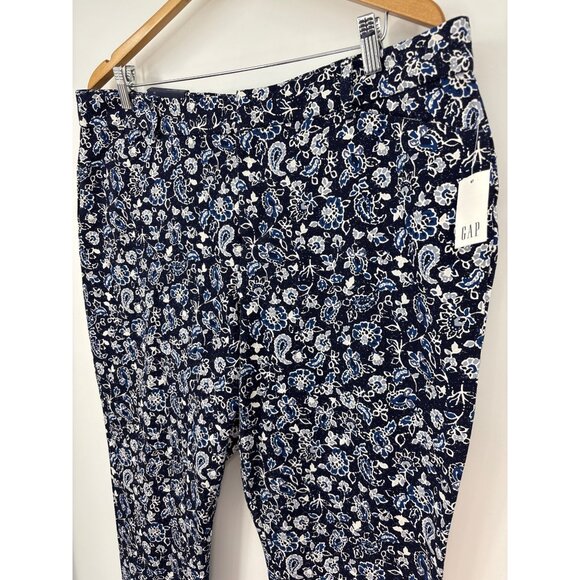 Gap Curvy Signature Skinny Ankle Floral Paisley Stretch Pant Navy Blue 18 NEW - Picture 3 of 7